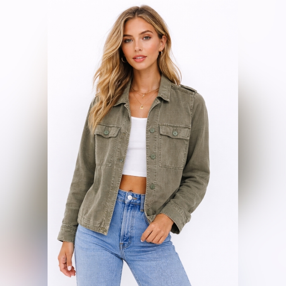 Lucky Brand Olive Green Women Medium, Excellent Condition Utility Jacket